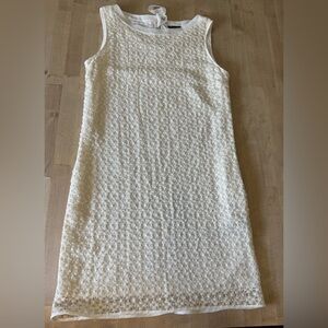 Massimo Dutti Cream Textured lace Mini Dress